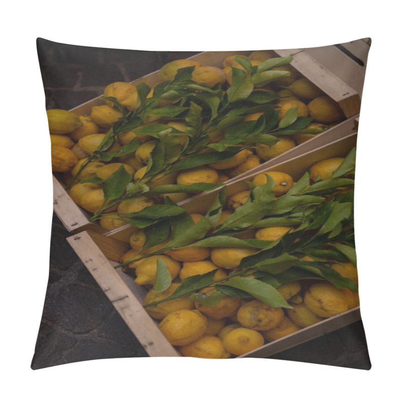 Personality  Lemons With Leaves In A Box Pillow Covers