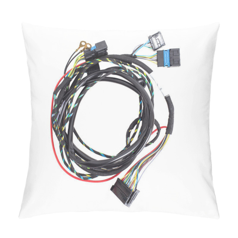 Personality  Car Wiring With Adapters And Connectors On A White Background, Isolate, Electrical Contacts Pillow Covers