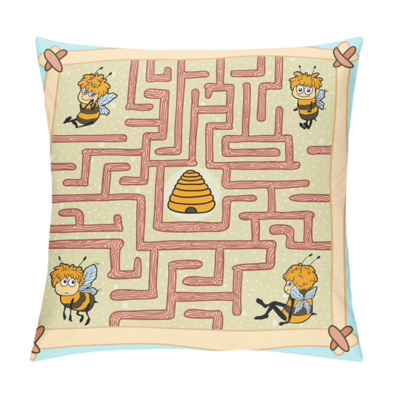 Personality  Maze Game: Help One Of The Bees Find Their Way Home Pillow Covers