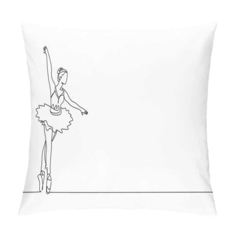 Personality  Single Continuous Line Drawing Of Young Graceful Pretty Ballerina Demonstrated Classic Ballet Choreography Dancing Skill. Opera Dance Concept. Trendy One Line Draw Graphic Design Vector Illustration Pillow Covers