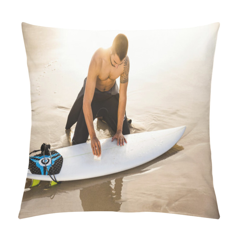 Personality  Male Surfer Getting Ready For The Surf Pillow Covers