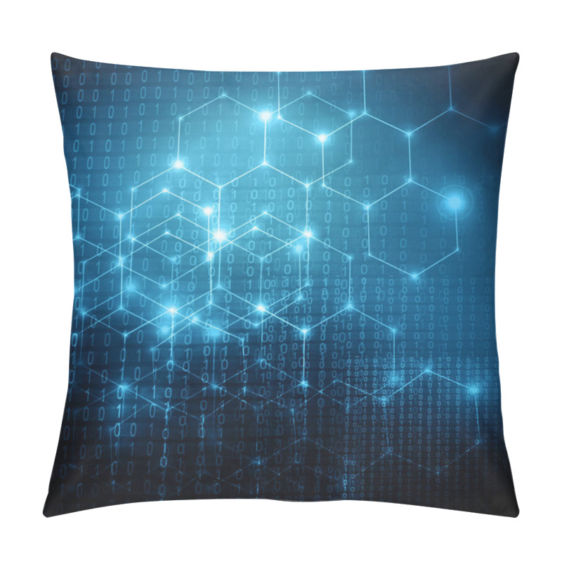 Personality  Abstract Background With Connected Lines And Dots For Your Design. Smooth Lines, Beautifully Intertwined, Shining Dots And Flashes On A Dark Background Pillow Covers