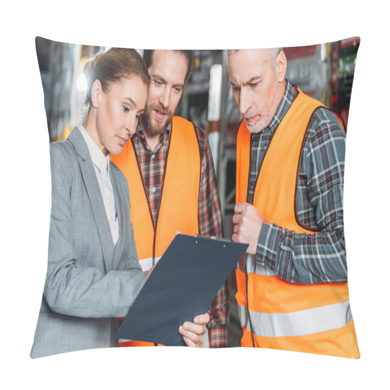 Personality  Workers And Inspector Talking In Shipping Stock Pillow Covers