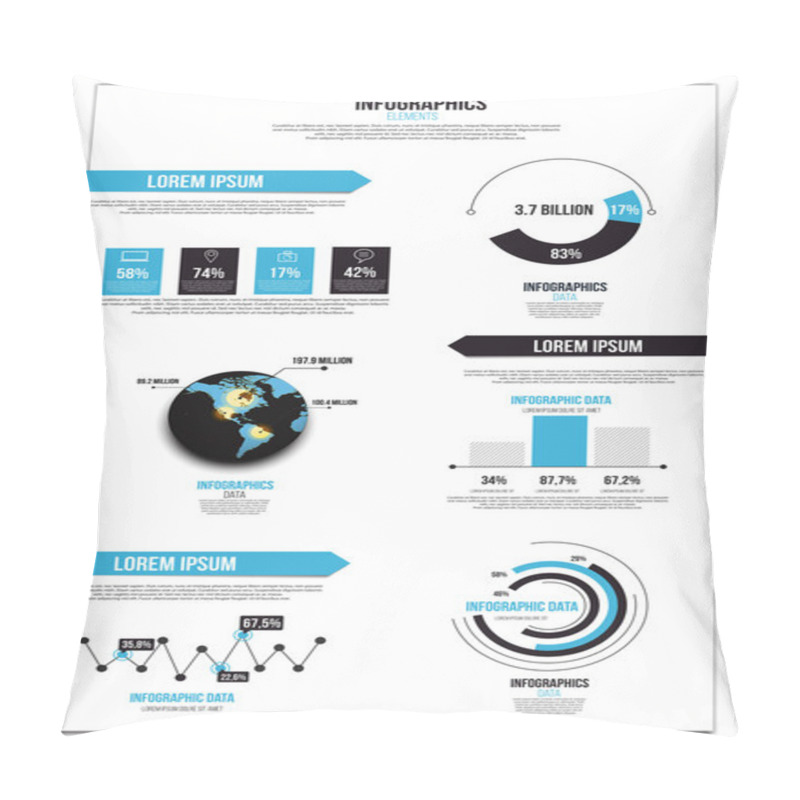 Personality  Infographics Set. Graphs And Elements.Flat Style. Vector Pillow Covers