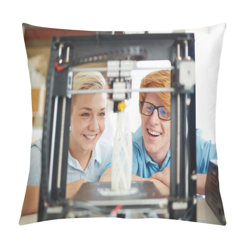 Personality  Engineers Looking At Model In 3d Printer Pillow Covers