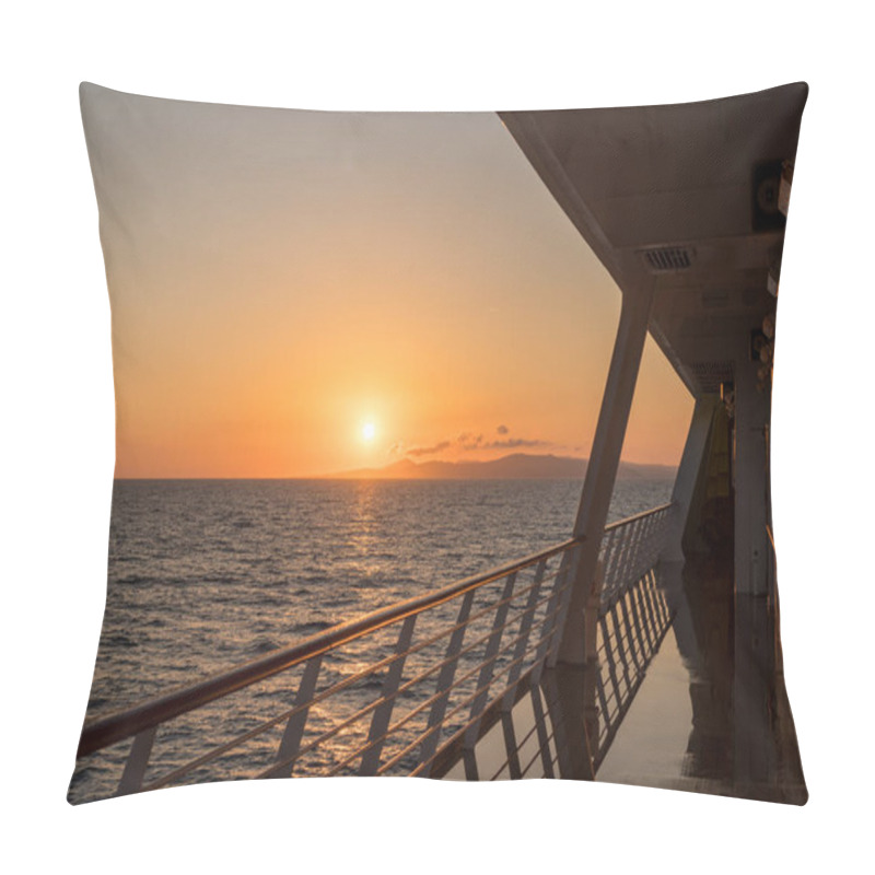 Personality  Cruise Ship Sailing The Seas At Sunrise Or Dawn Pillow Covers