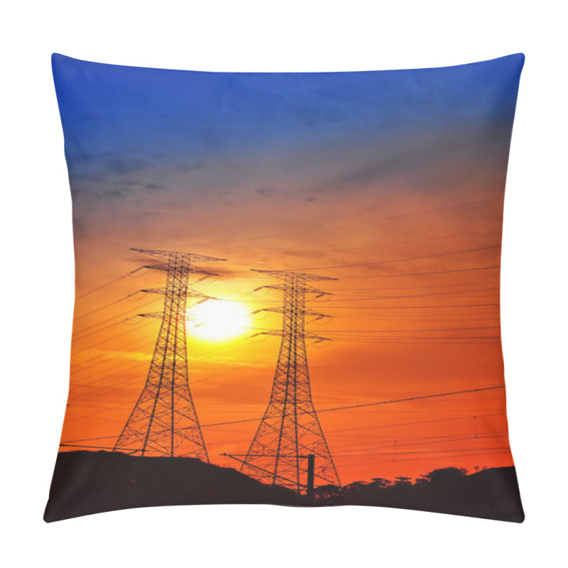 Personality  Silhouetted Electrical Tower Pillow Covers