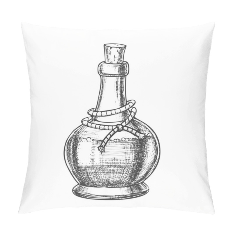 Personality  Poison Bottle With Cork Cap Monochrome Vector Pillow Covers