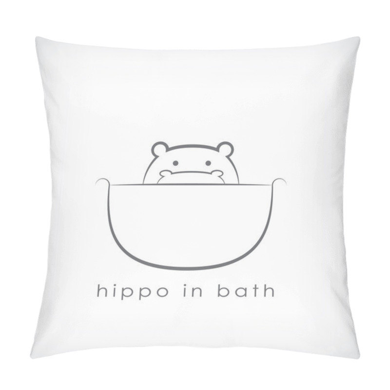 Personality  Cute Little Hippopotamus Or Hippo Symbol In Simple Outlines Suitable For Corporate Identity Pillow Covers