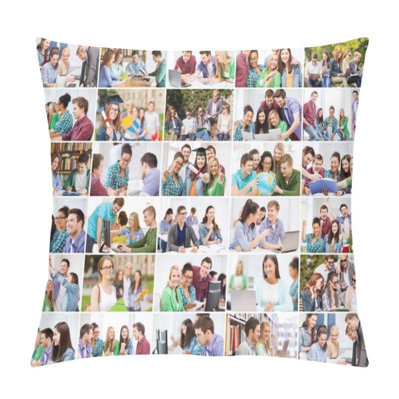 Personality  Collage With Many Pictures Of College Students Pillow Covers