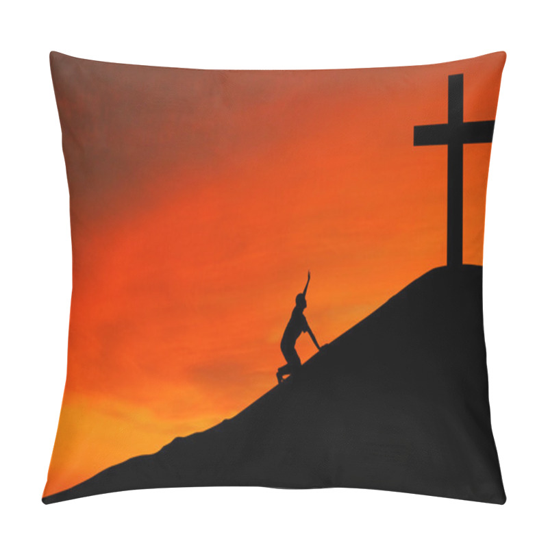 Personality  Silhouette Of Man With The Cross Pillow Covers