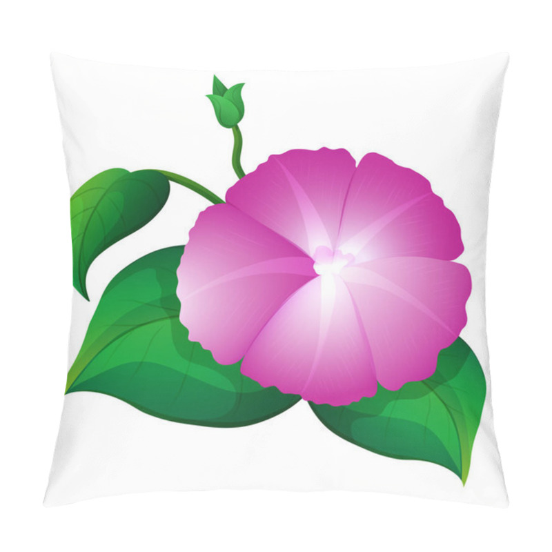 Personality  Pink Morning Glory With Green Leaves Pillow Covers