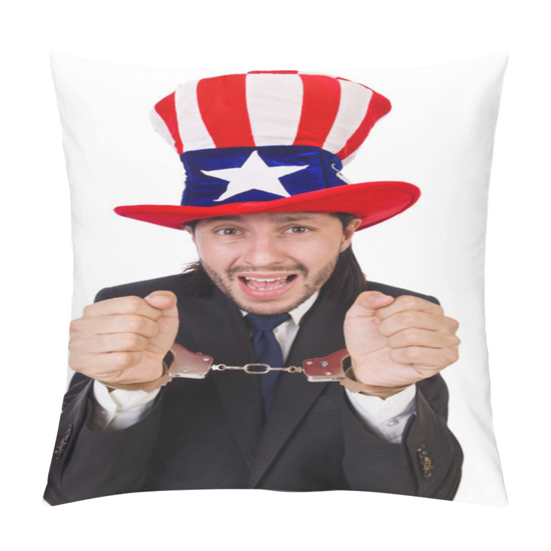 Personality  Young Businessman Isolated On The White Background Pillow Covers