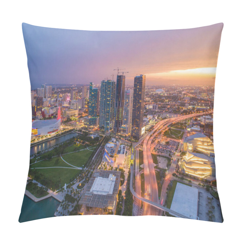 Personality  Twilight Miami Aerial Drone Photo Pillow Covers