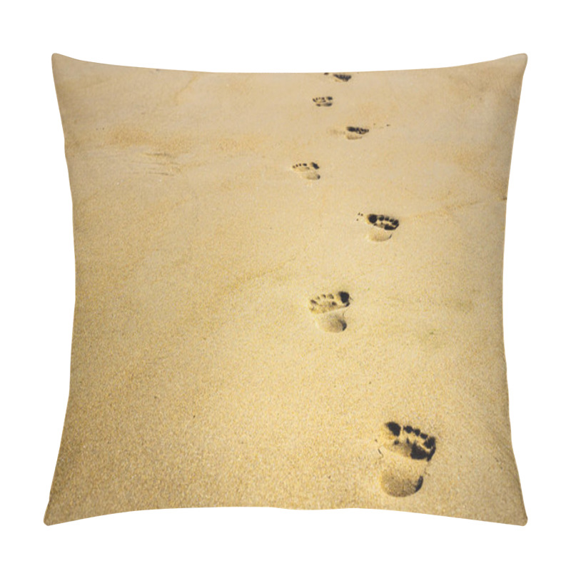 Personality  Footprints In The Sand With Copy Space. Pillow Covers