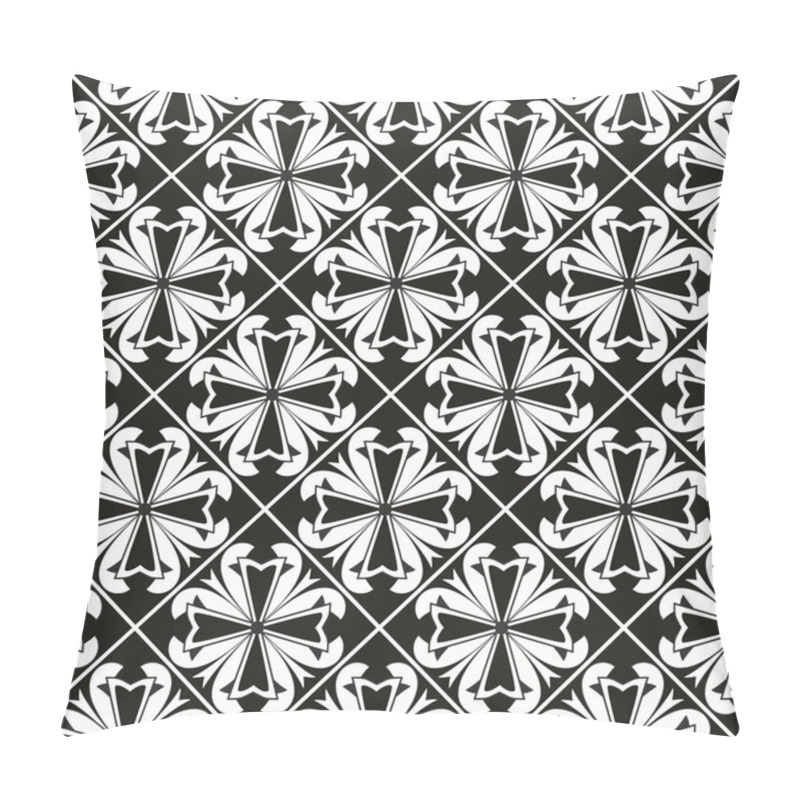 Personality  Seamless Geometrical Gothic Floral Vector Pattern With Cross Pillow Covers