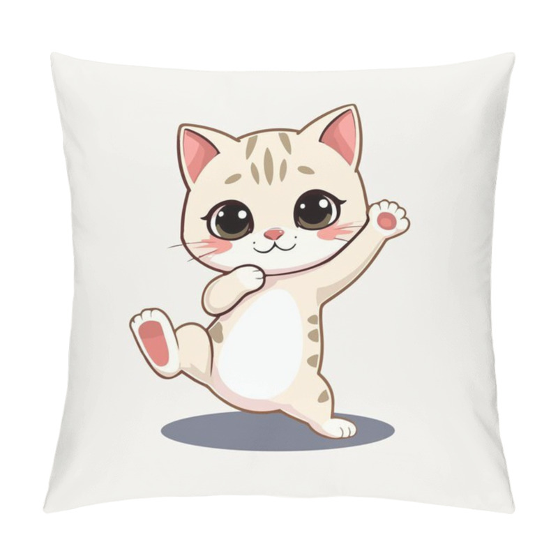 Personality  Playful Yoga Cat Cartoon Illustration Pillow Covers