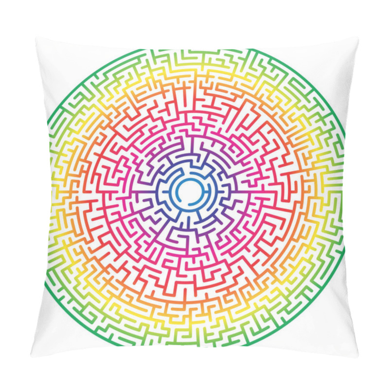 Personality  Maze Circle. Labyrinth. Maze Symbol. Isolated On White Background. Rainbow Labyrinth Pillow Covers