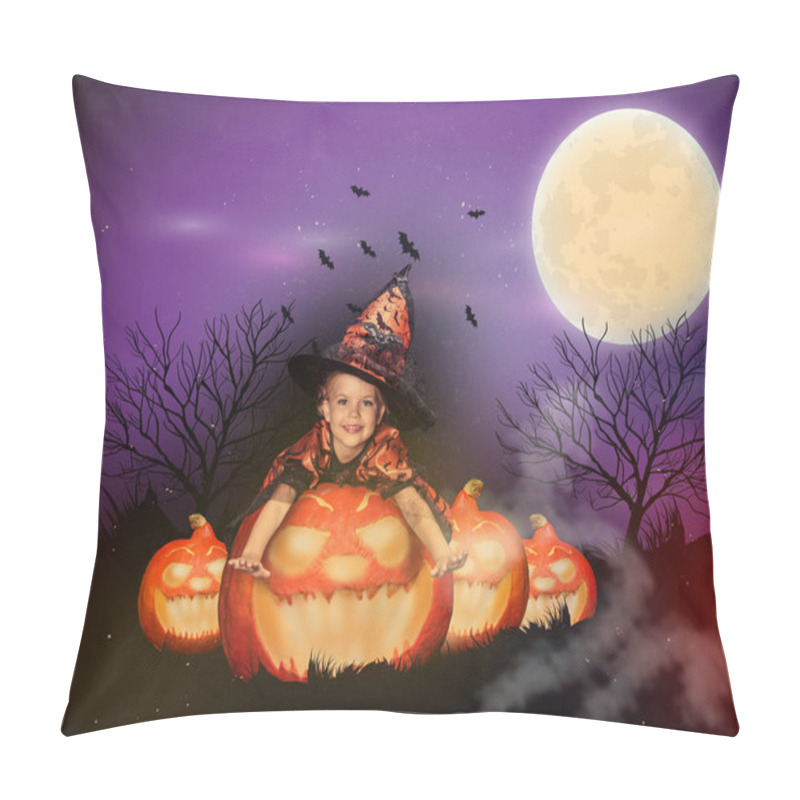 Personality  Witch On Big Jack O Lantern  Pillow Covers