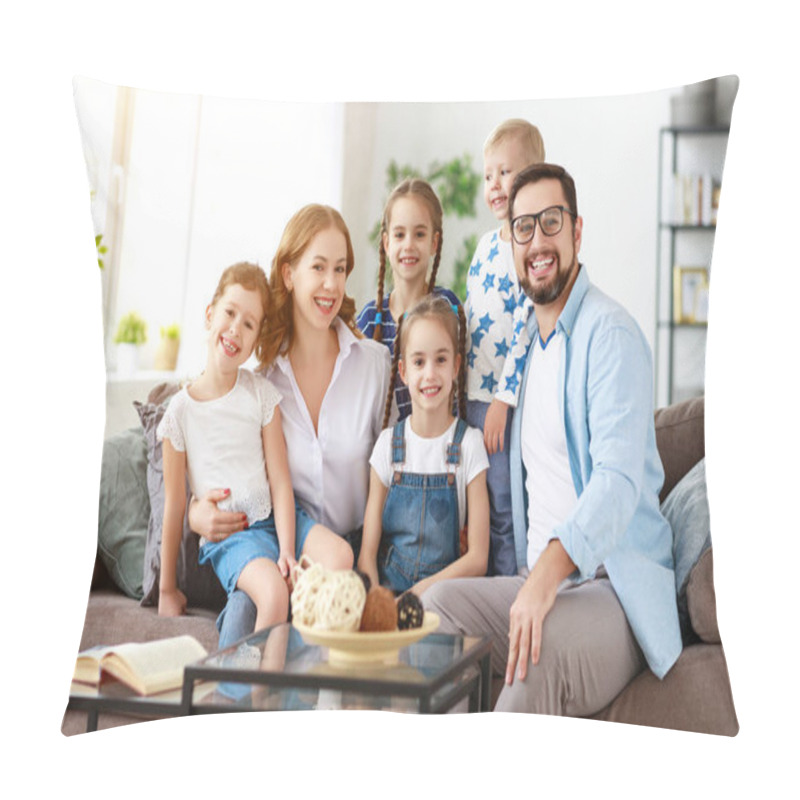 Personality  Happy Large Family Mother Father And Children   At Home Pillow Covers