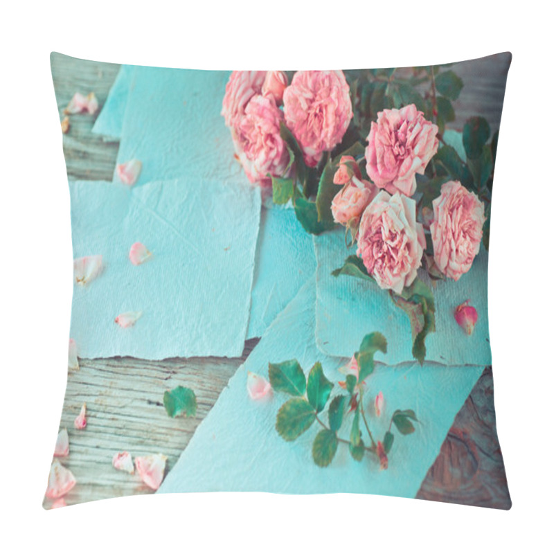 Personality  Pink Roses On Wooden Table Pillow Covers