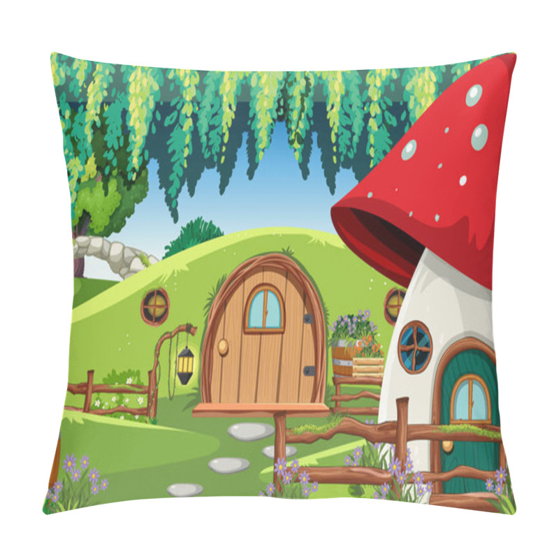 Personality  Forest Fantasy Enchanted Forest Background Scene Illustration Pillow Covers