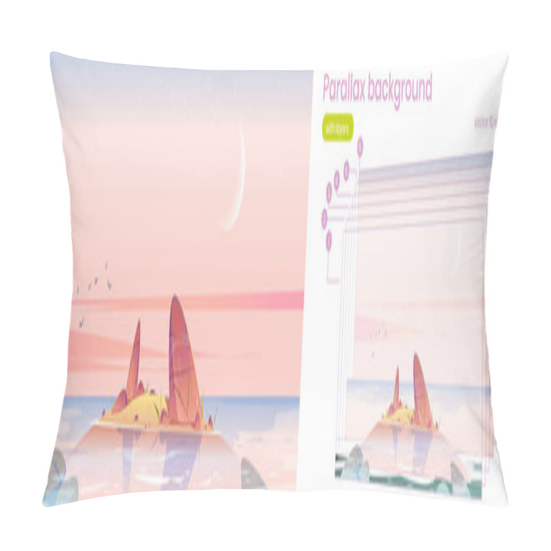 Personality  Parallax Background Sunrise In Ocean, Pink Sky Pillow Covers