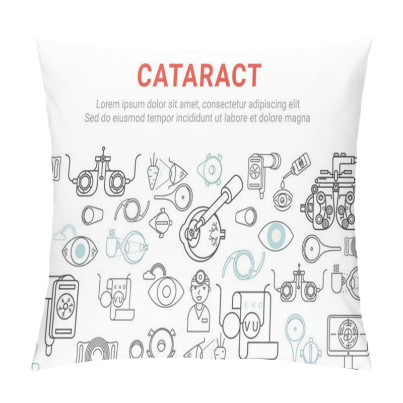 Personality  Cataract, Glaucoma, Eye Diseases Linear Web Banner. Pillow Covers