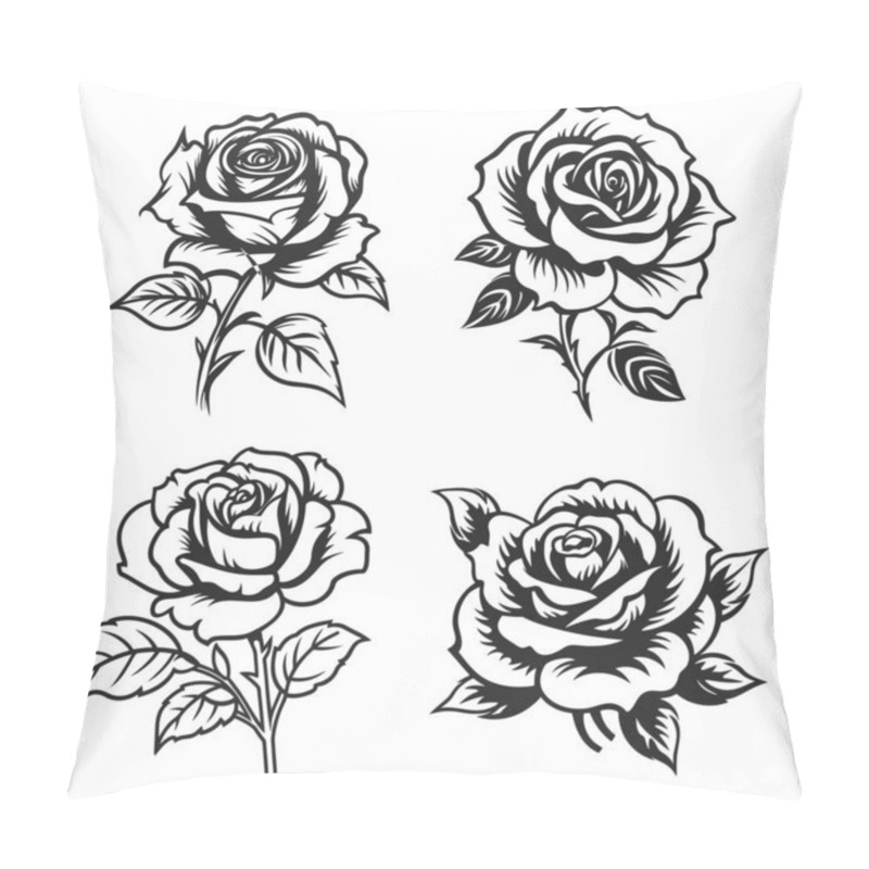 Personality  Black Silhouette Of Rose Set Pillow Covers