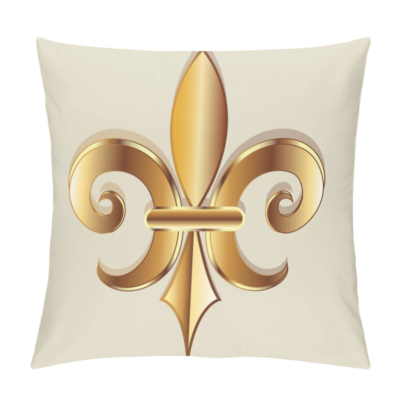 Personality  Symbol Fleur De Lis. New Orleans Golden Symbol Flower Logo Icon Vector Image Template Pillow Covers