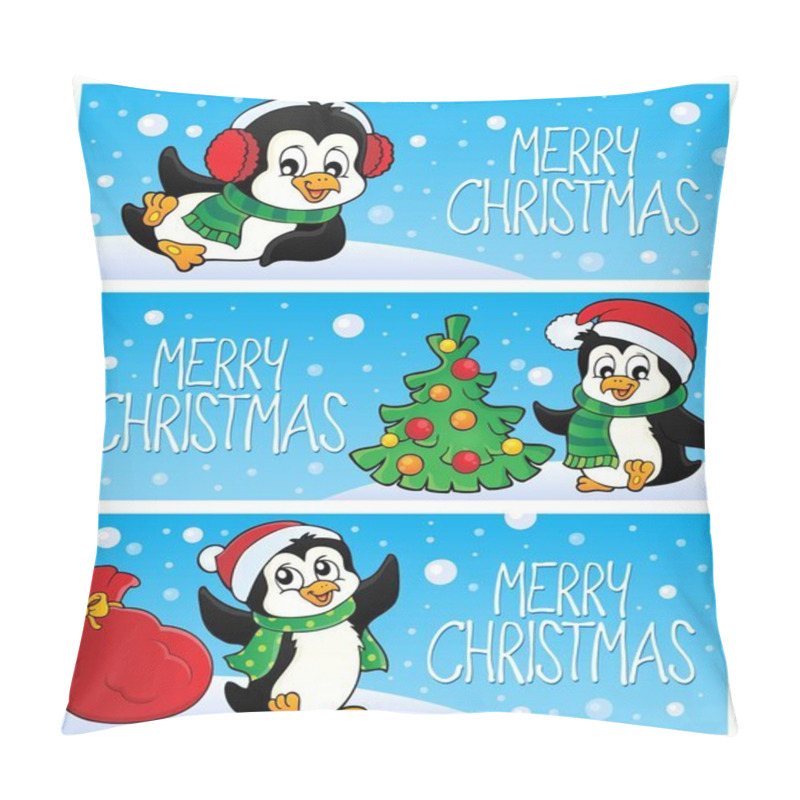 Personality  Merry Christmas Topic Banners 4 Pillow Covers