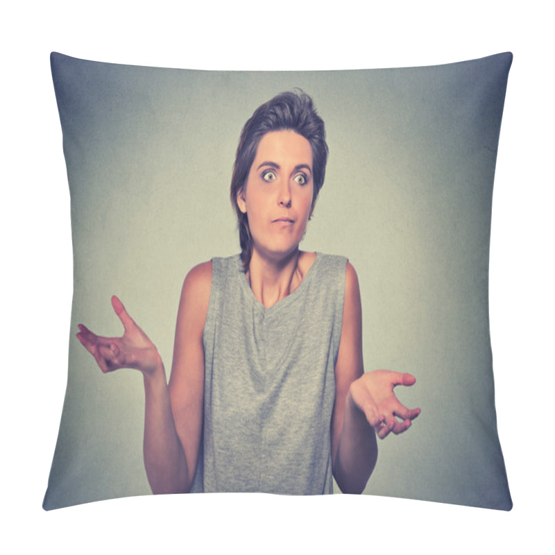 Personality  Looking Woman Arms Out Shrugs Shoulders Pillow Covers