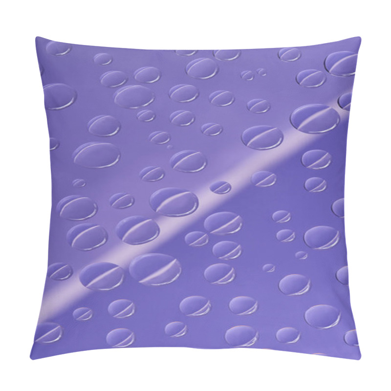 Personality  Close-up View Of Transparent Dew Drops On Purple Background  Pillow Covers