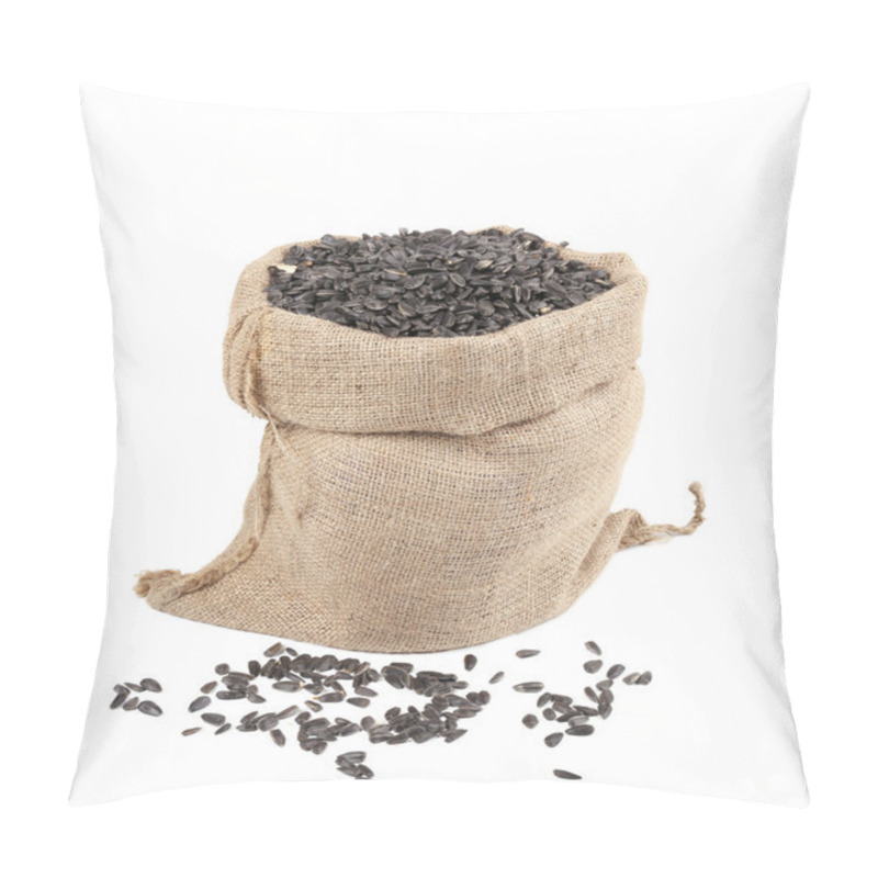 Personality  Close Up Of Black Sunflower Seeds In Bag. Pillow Covers