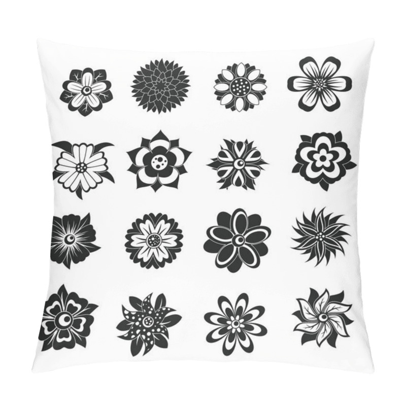 Personality  Different Flowers Icons Set, Simple Style Pillow Covers