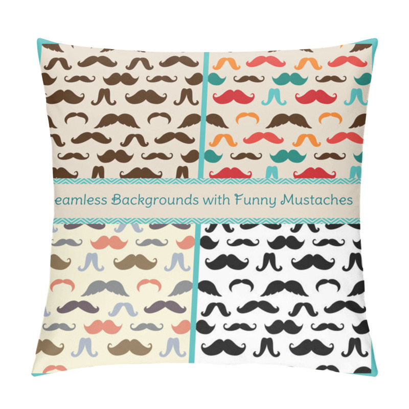 Personality  Hipster Mustaches Vector Seamless Patterns Pillow Covers