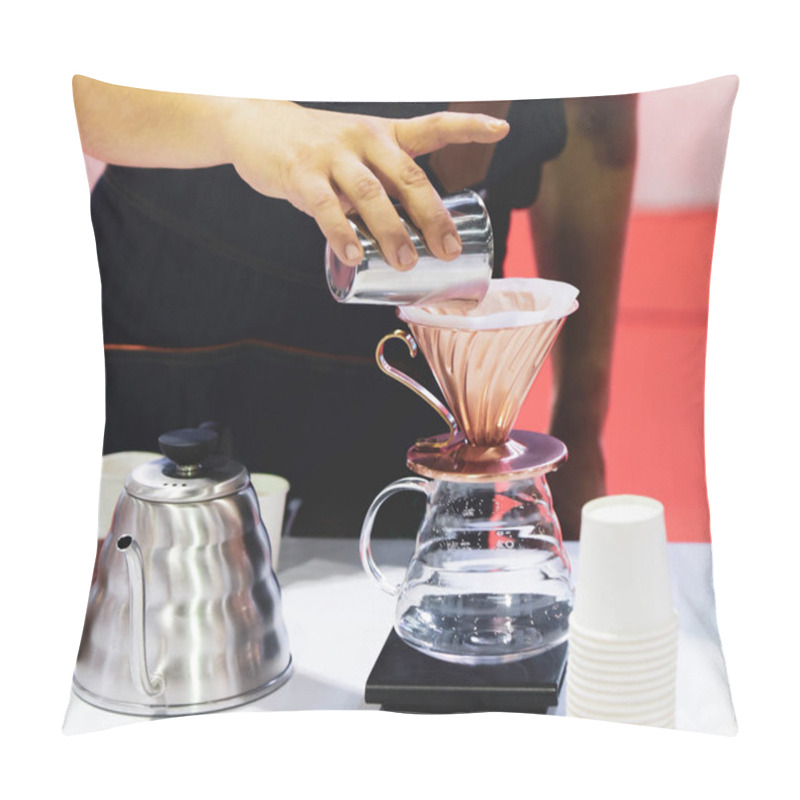 Personality  Barista Is Making Coffee, Coffee Preparing With Chemex, Chemex Dripping Hot Fresh Coffee Pillow Covers