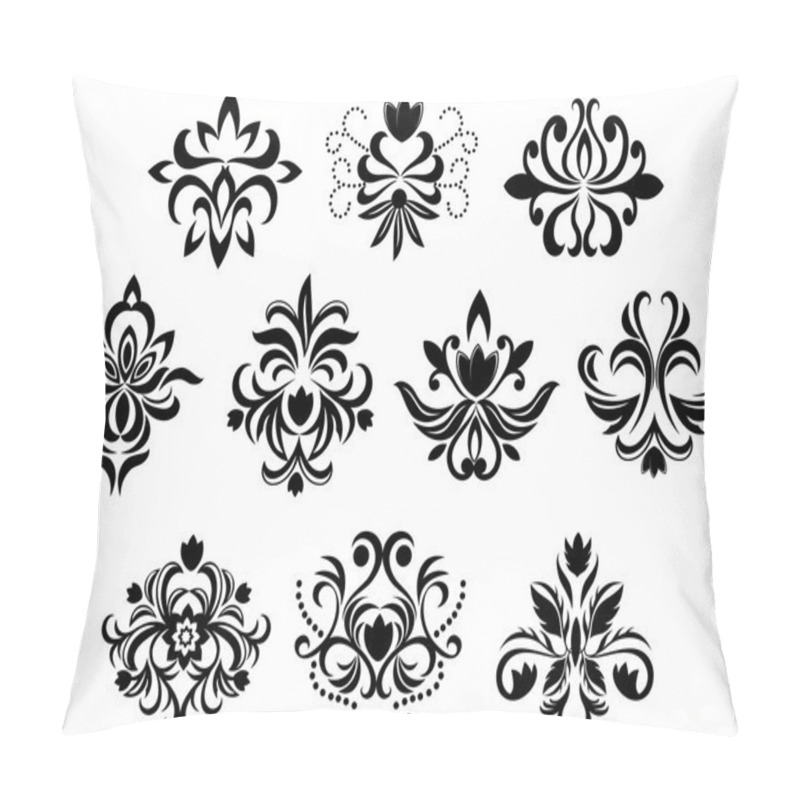 Personality  Black Damask Flower Blossoms And Patterns Pillow Covers