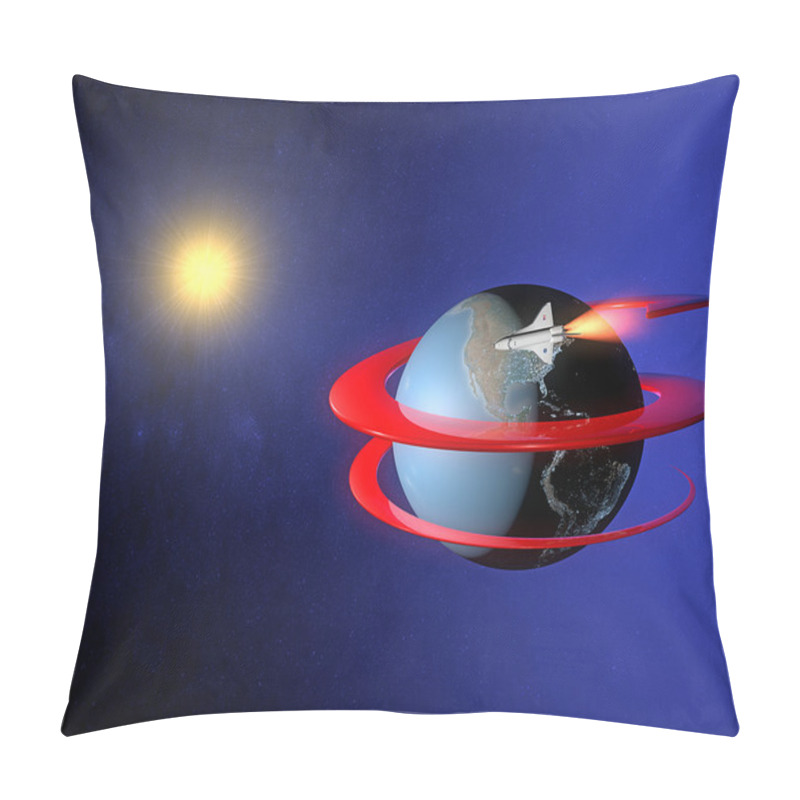 Personality  Rocket Around Earth Pillow Covers