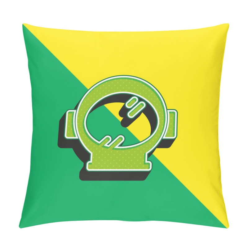 Personality  Astronaut Head Cover Tool For Space Green And Yellow Modern 3d Vector Icon Logo Pillow Covers