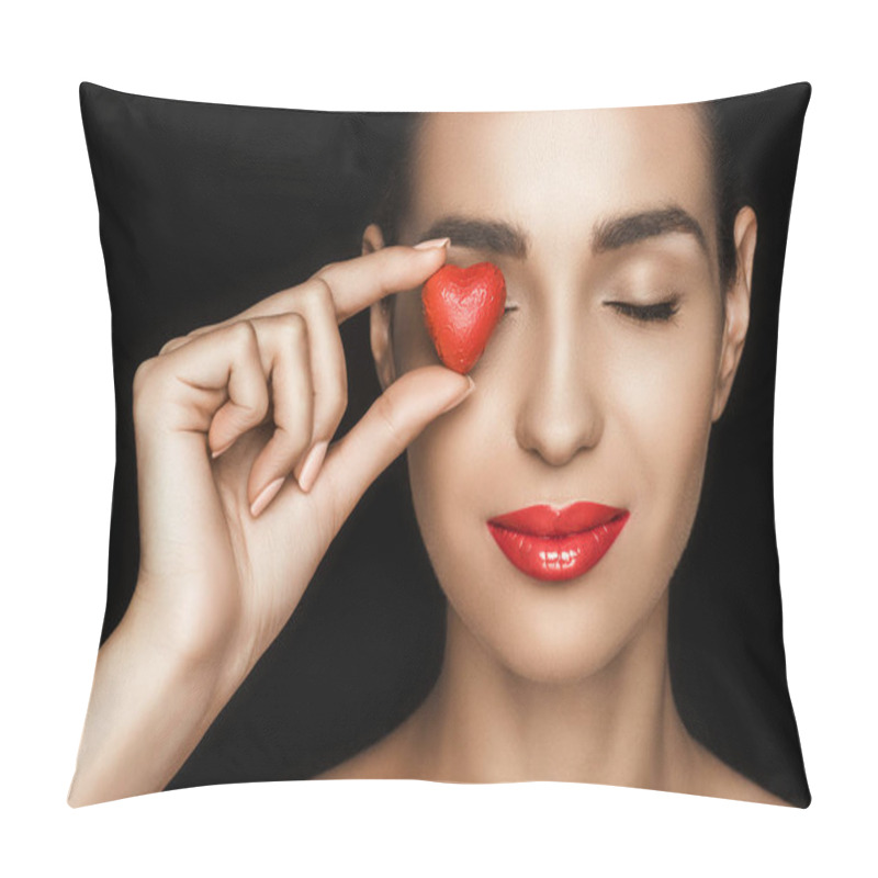 Personality  Woman With Heart Shaped Candy Pillow Covers