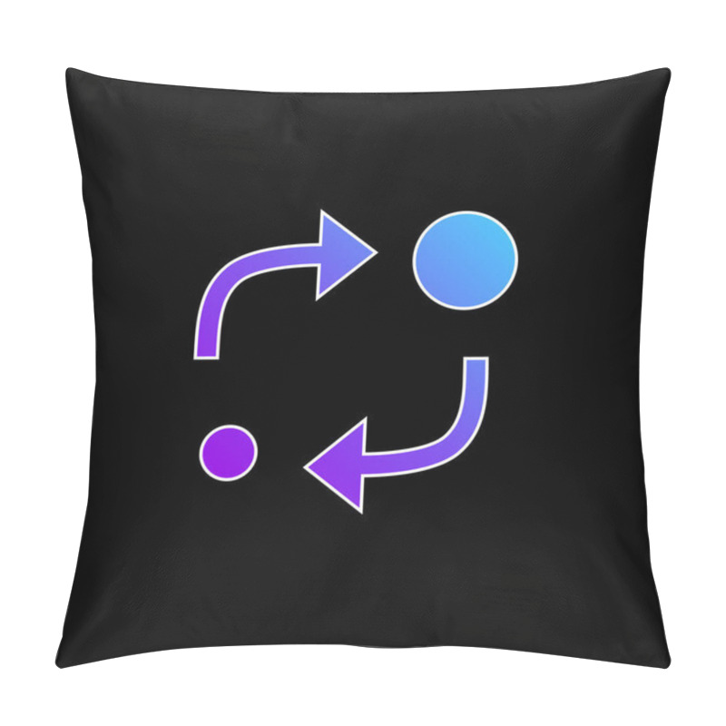 Personality  Analytics Symbol Of Two Circles Of Different Sizes With Two Arrows Between Them Blue Gradient Vector Icon Pillow Covers