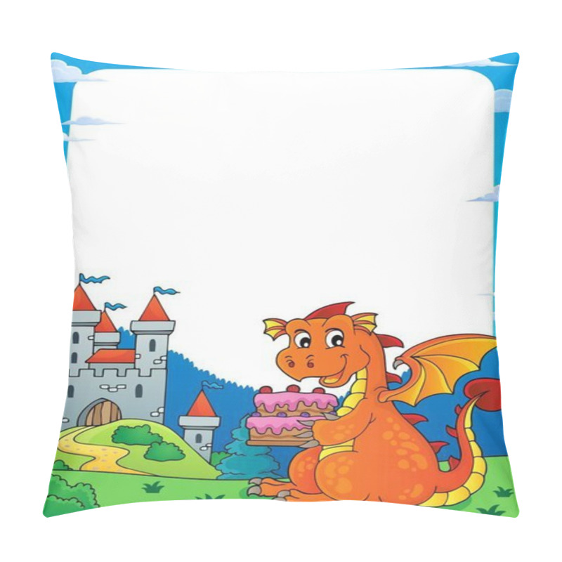 Personality  Dragon Holding Cake Theme Frame 1 Pillow Covers