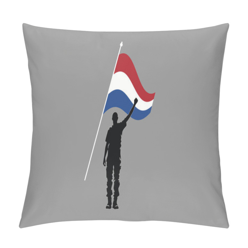 Personality  A Man With Netherlands Flag, Flag Of Netherlands National Country Symbol Illustration Vector, Rectangle Netherlands Flag Illustration, Flat Vector Illustration Pillow Covers