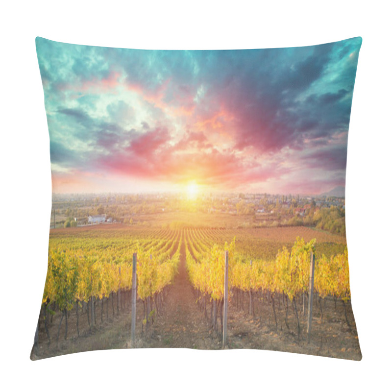 Personality  White Wine With Barrel On Vineyard In Chianti, Tuscany, Italy. Pillow Covers