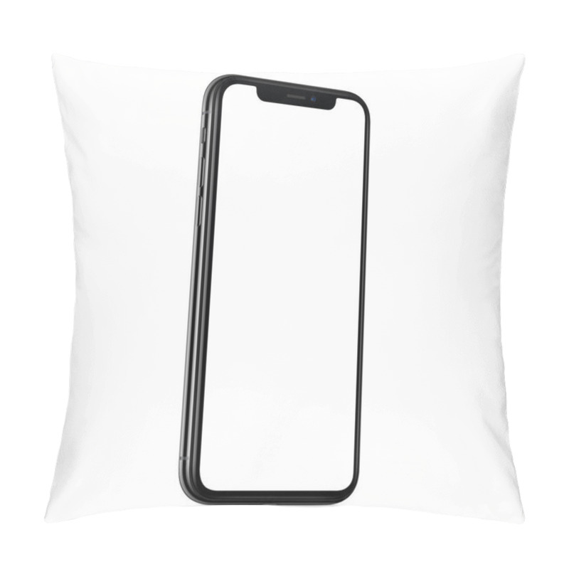 Personality  New Modern Smartphone Mockup Similar To IPhone X CCW Slightly Rotated Isolated On White Background Pillow Covers