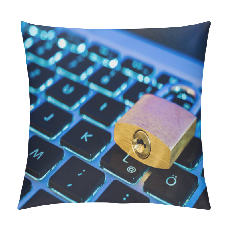 Personality  Lock As Symbol For Privacy And General Data Protection Regulation On A Notebook Computer Pillow Covers