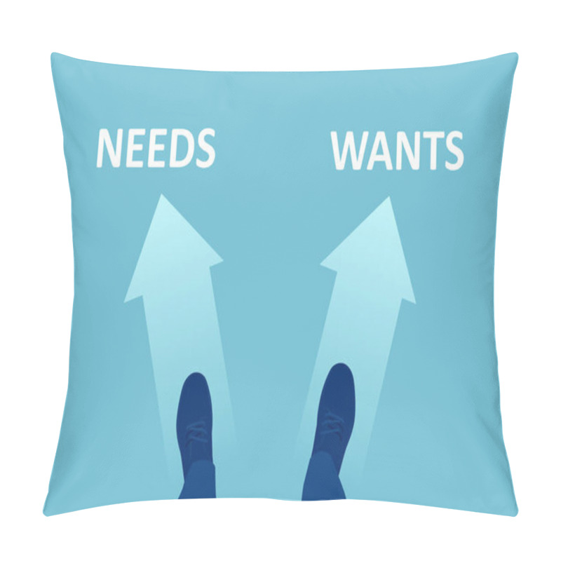 Personality  Vector Of A Businessman Making A Choice Between His Needs And Wants  Pillow Covers