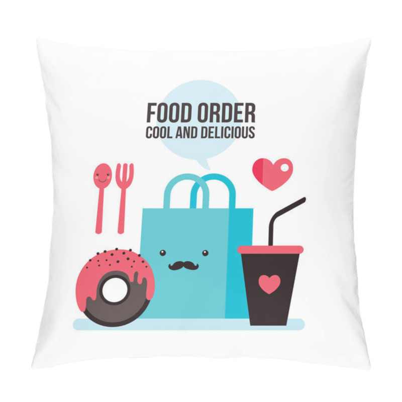 Personality  Delicious Donut Coffee Shopping Bag Online Food Order Flat Design Pillow Covers