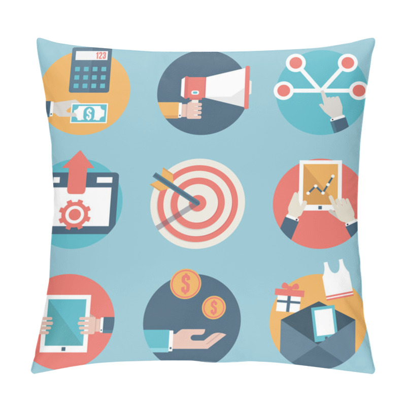 Personality  Flat Set Of Modern Vector Icons And Symbols On Business Management Or Analytics And E-commerce Theme - Part 2 Pillow Covers